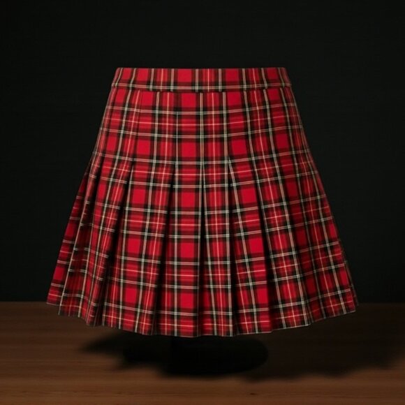 Hot Topic Social Collision Red Plaid Tartan Mini Pleated Skirt - Picture 1 of 4